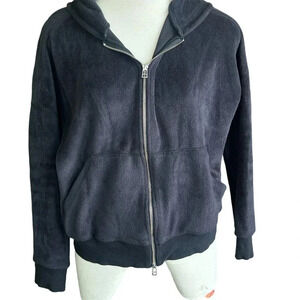 ATM Collection Thomas Melillo Black Velour Fleece Full Zip Jacket Size Medium